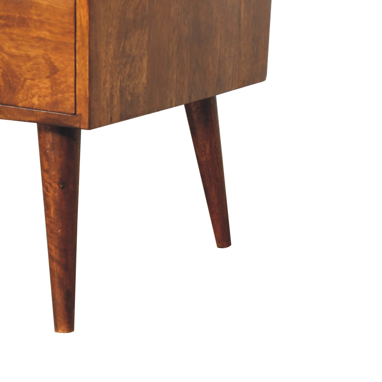 Media Unit, Elevated with 4 Drawers and Open Slot, Solid Wood Dark Brown