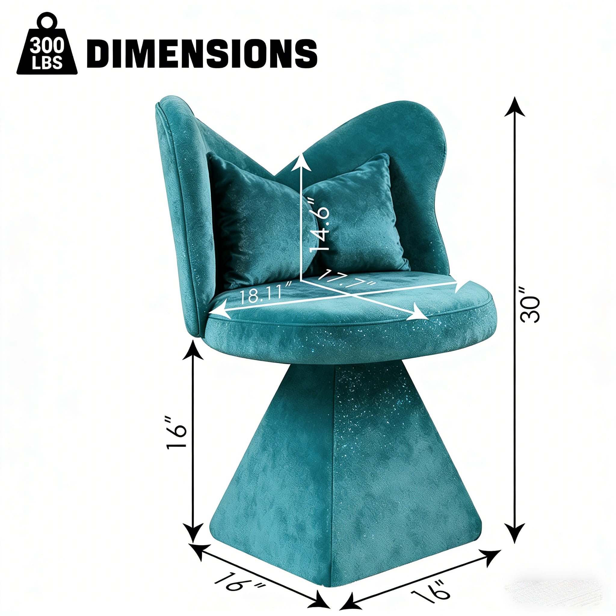 Vanity Chair Butterfly Backrest Swivel - Blue