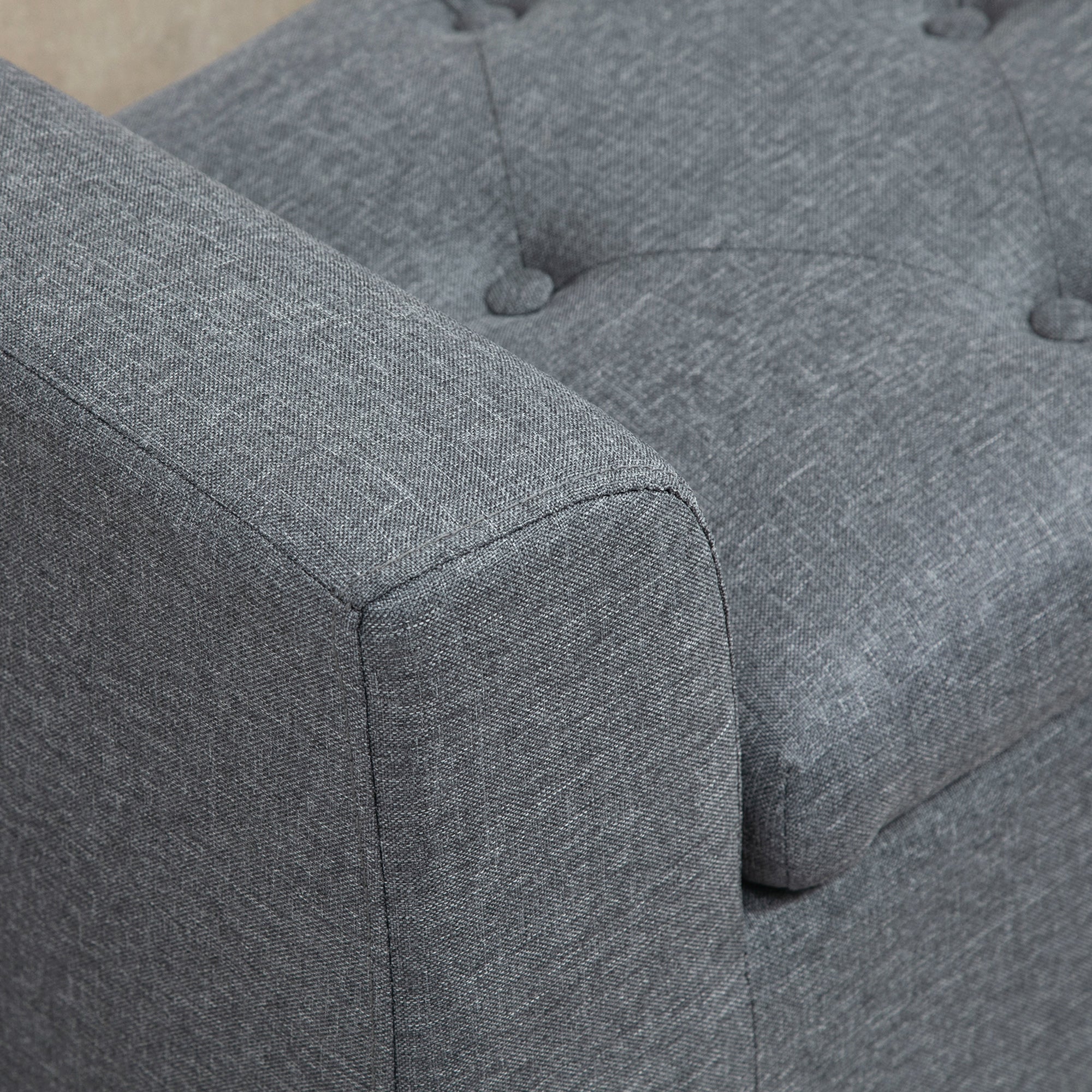 Storage Bench, Upholstered with Wooden Legs, Light Grey