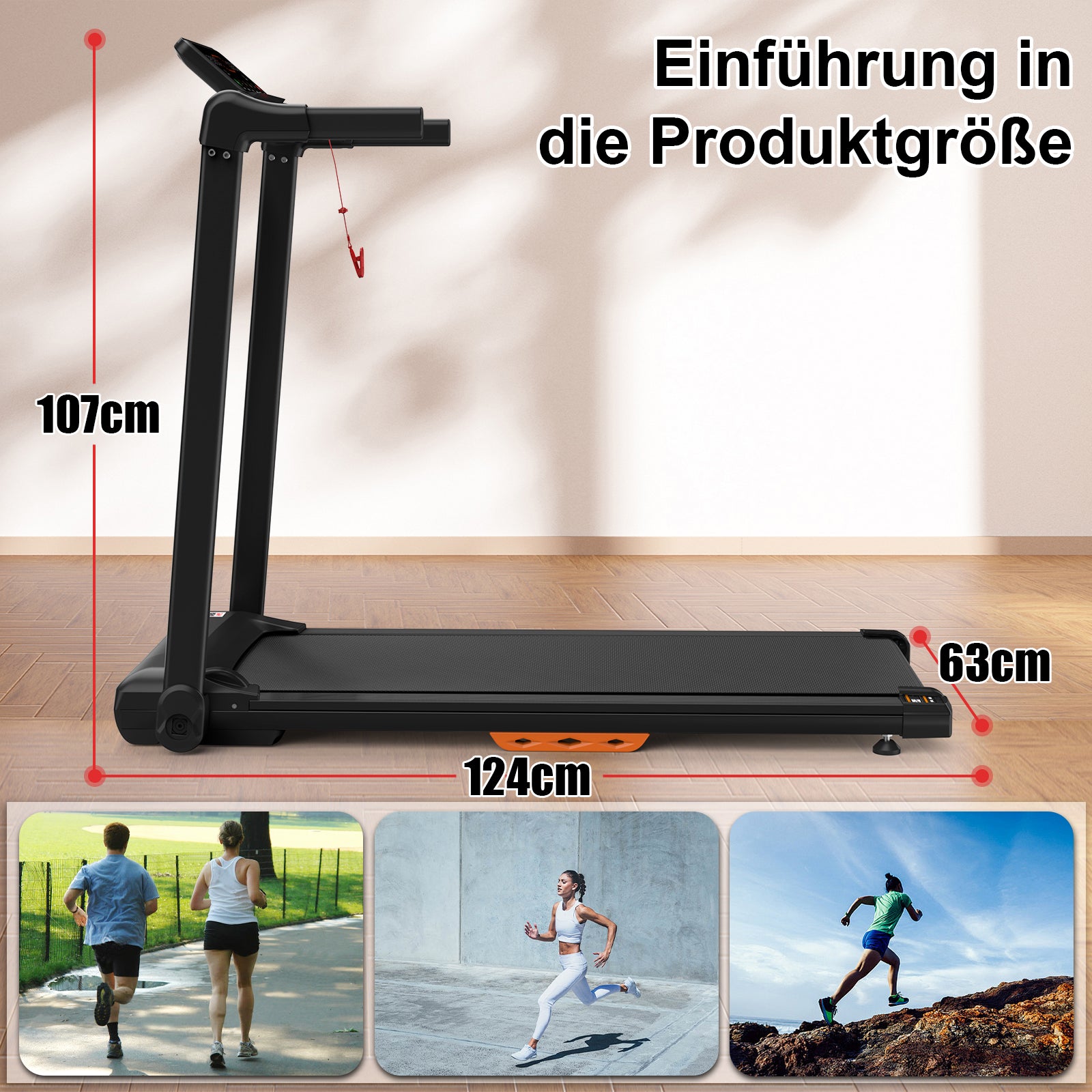 Treadmill Foldable LED Max 120kg 12km/h Tablet Holder