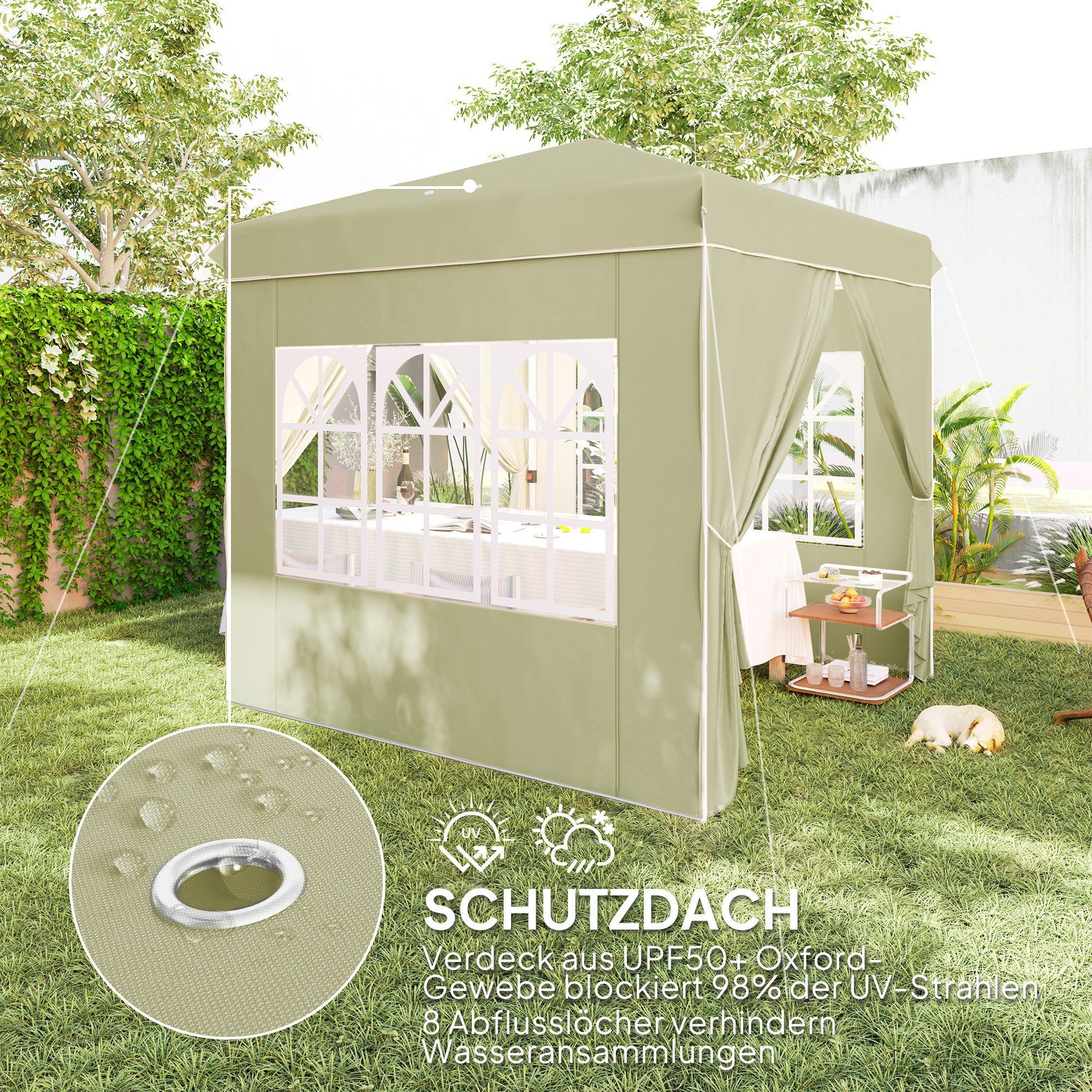 Pavilion 2.5x2.5m Pop-up Folding UV 50+ with 4 Side Panels, Cream White
