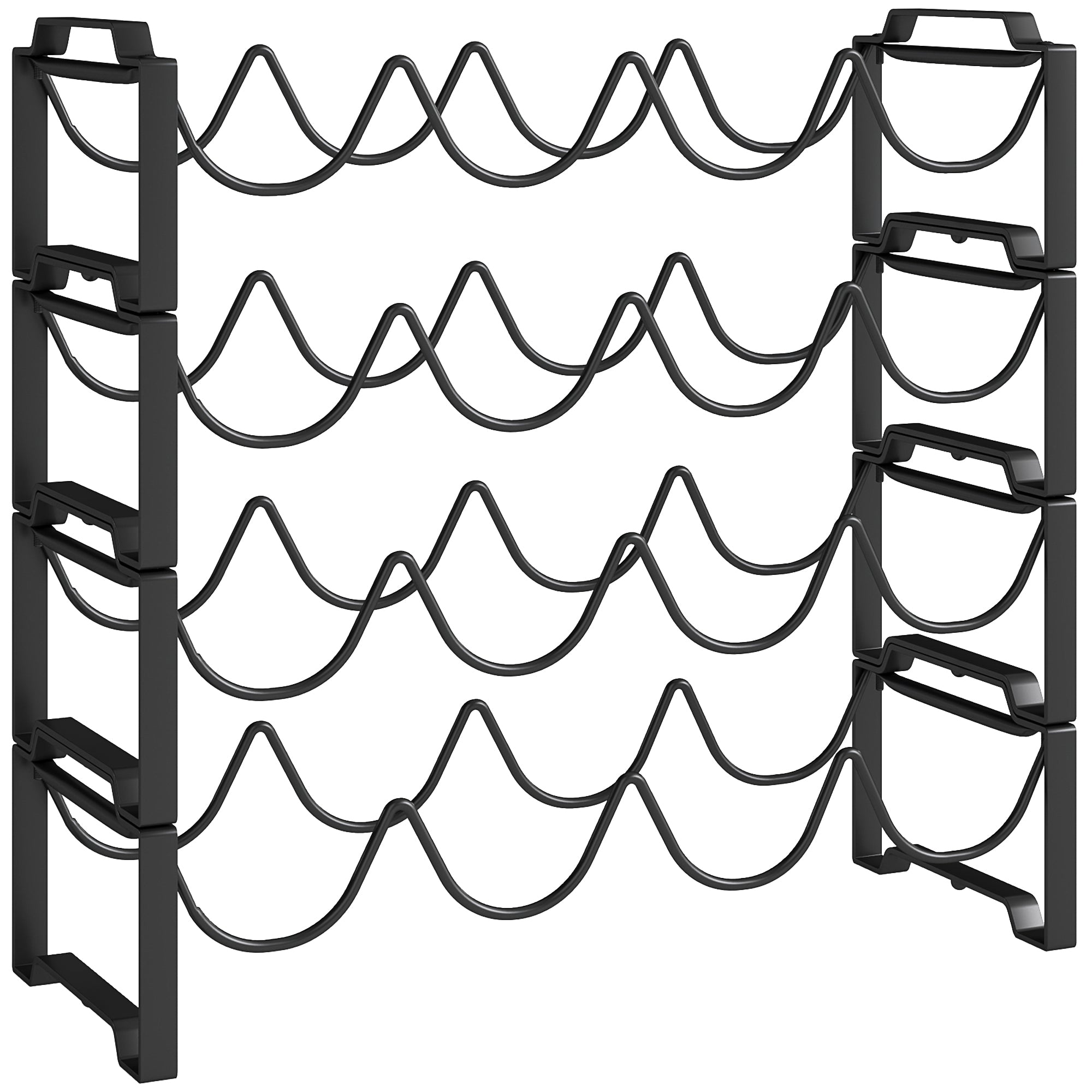 Wine Rack Bottle Rack for 16 Wine Bottles, Metal, Black