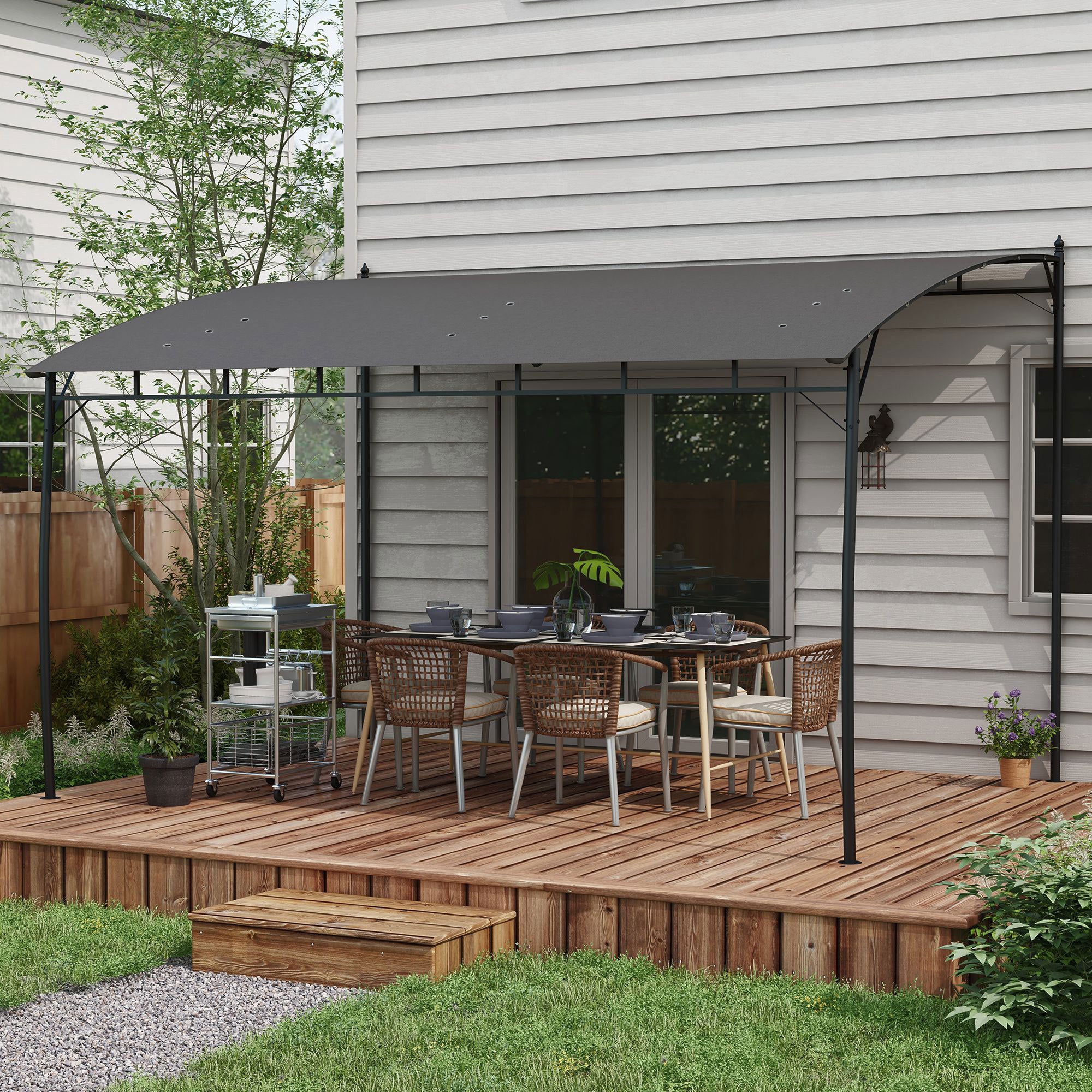 Metal Frame Pergola 3x4m with Canopy, Grey