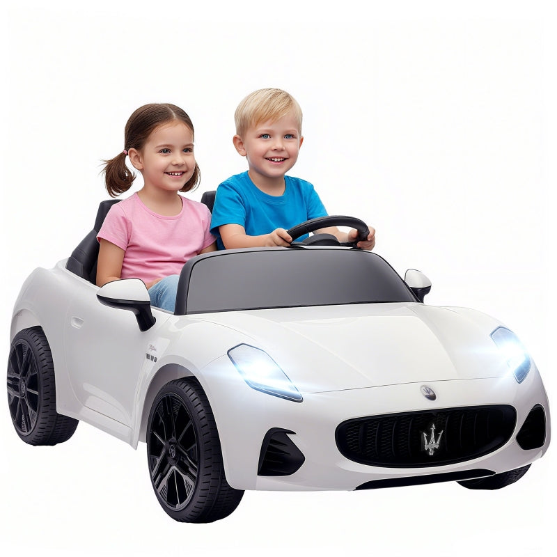 Maserati Electric Car for Children, 2-Seater 12V Battery with Remote Control, White