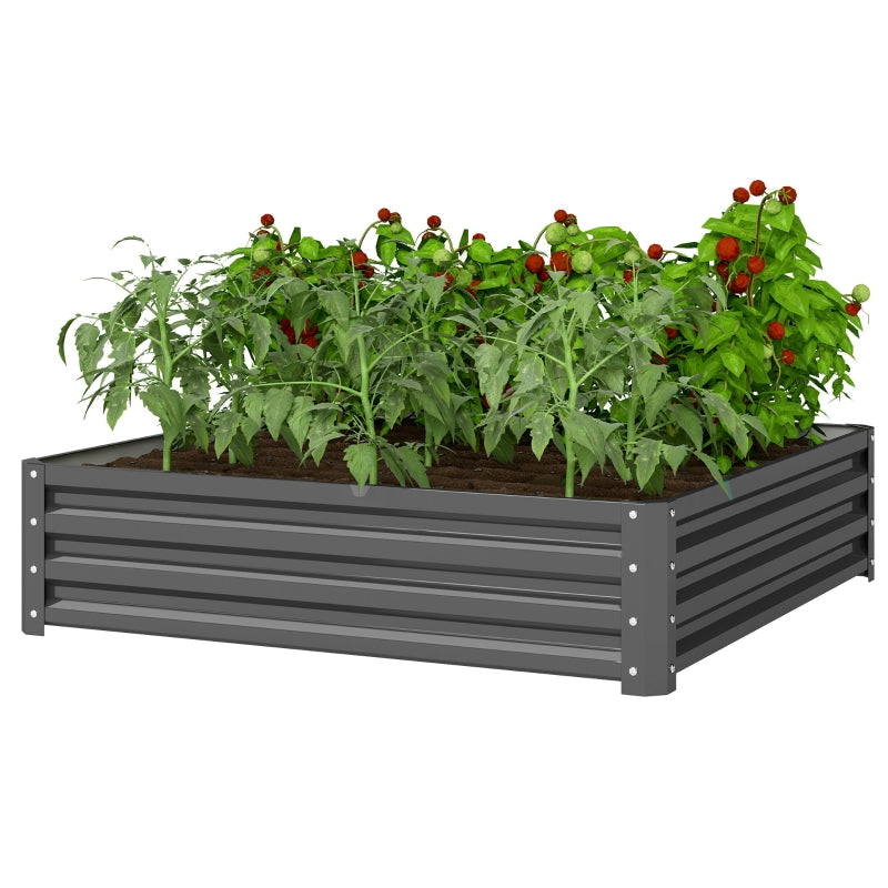 Raised Bed Planter, 120 x 120 x 30 cm, Light Gray Steel