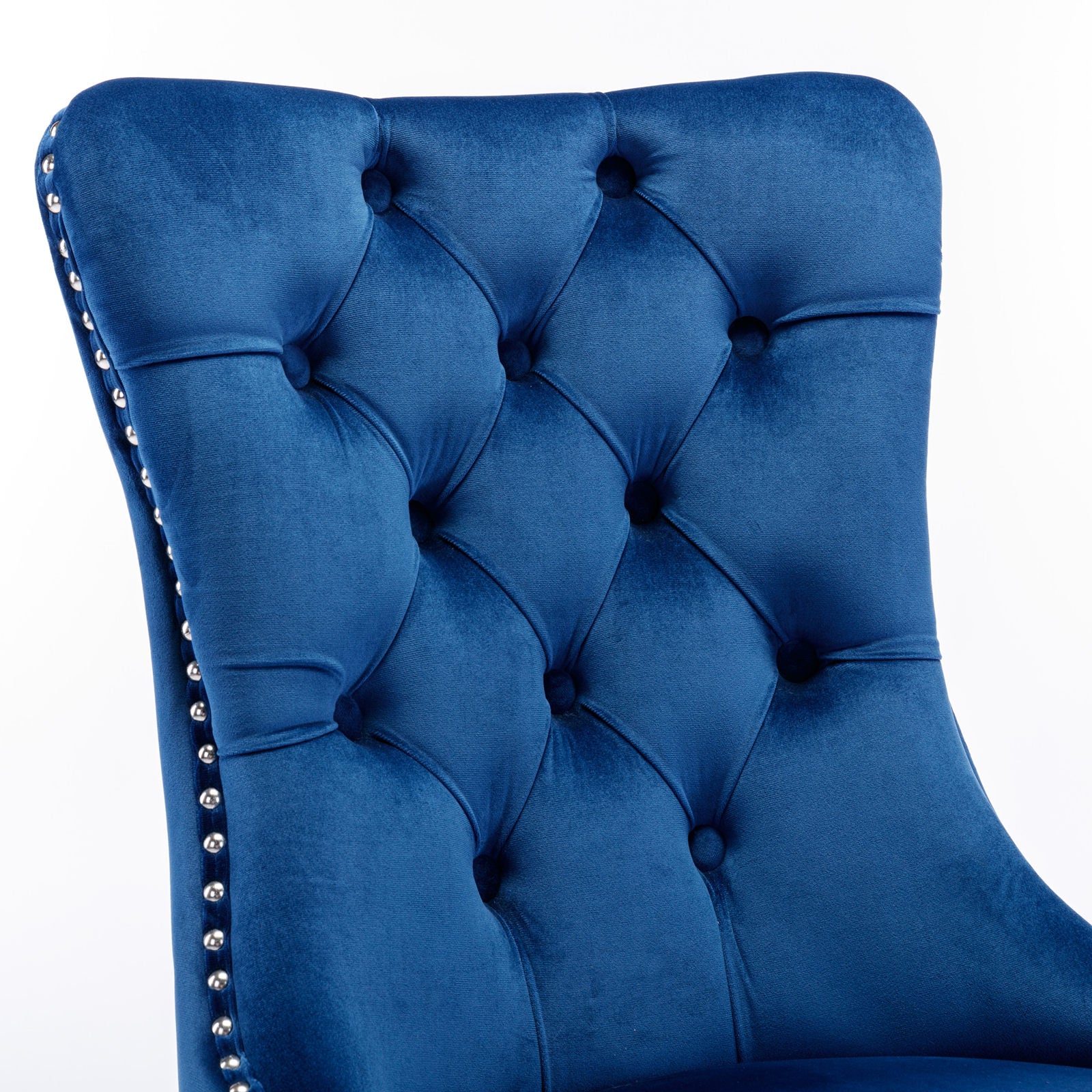 Nikki Collection Tufted Velvet Dining Chair Set of 2 - Blue/Chrome