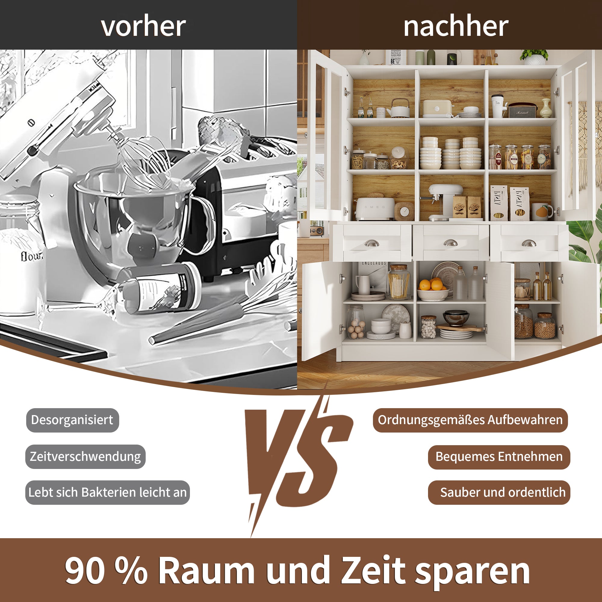Modern Minimalist Tall Display Cabinet 140x175cm with Drawers White