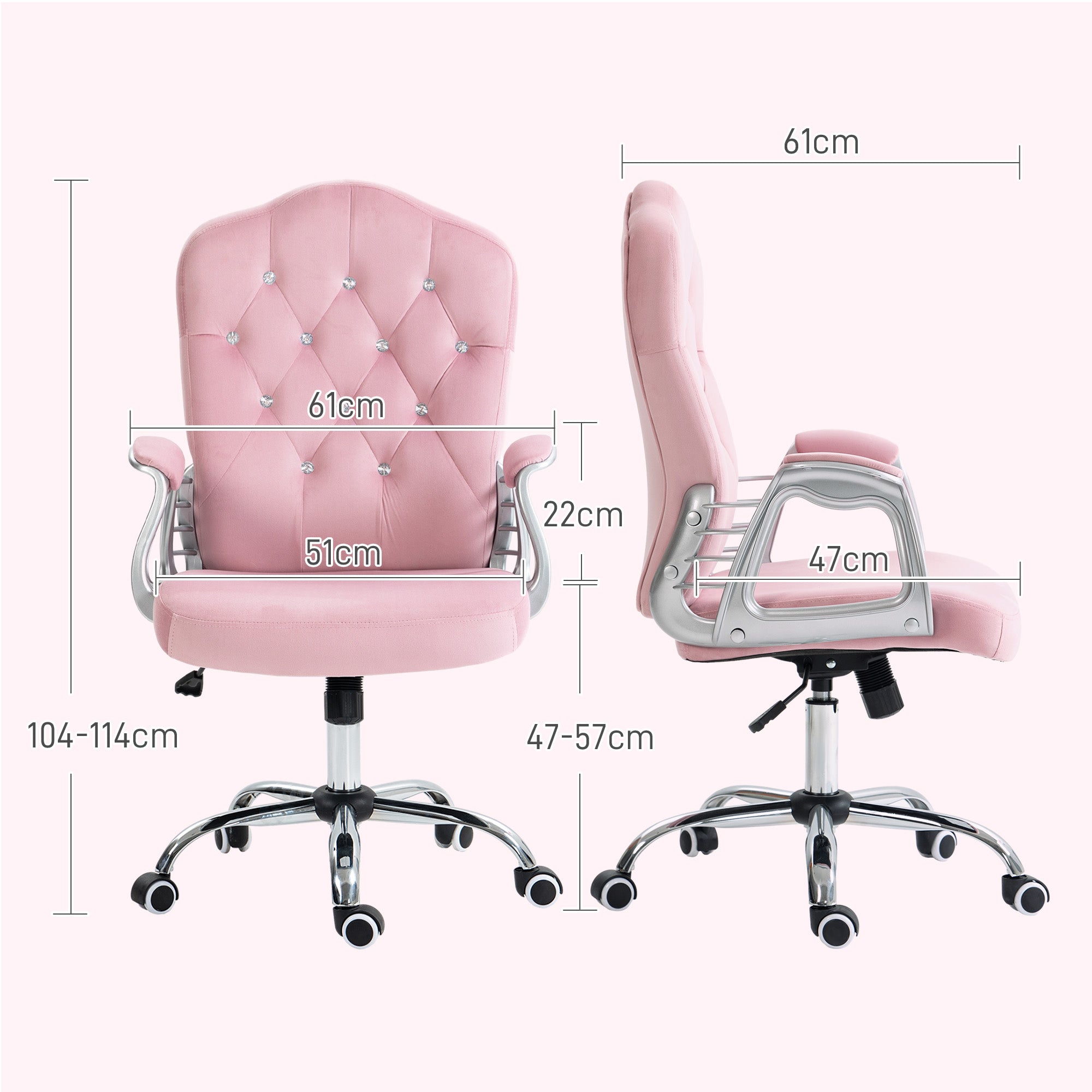 Office Chair, Ergonomic Rocking Height Adjustable, Pink