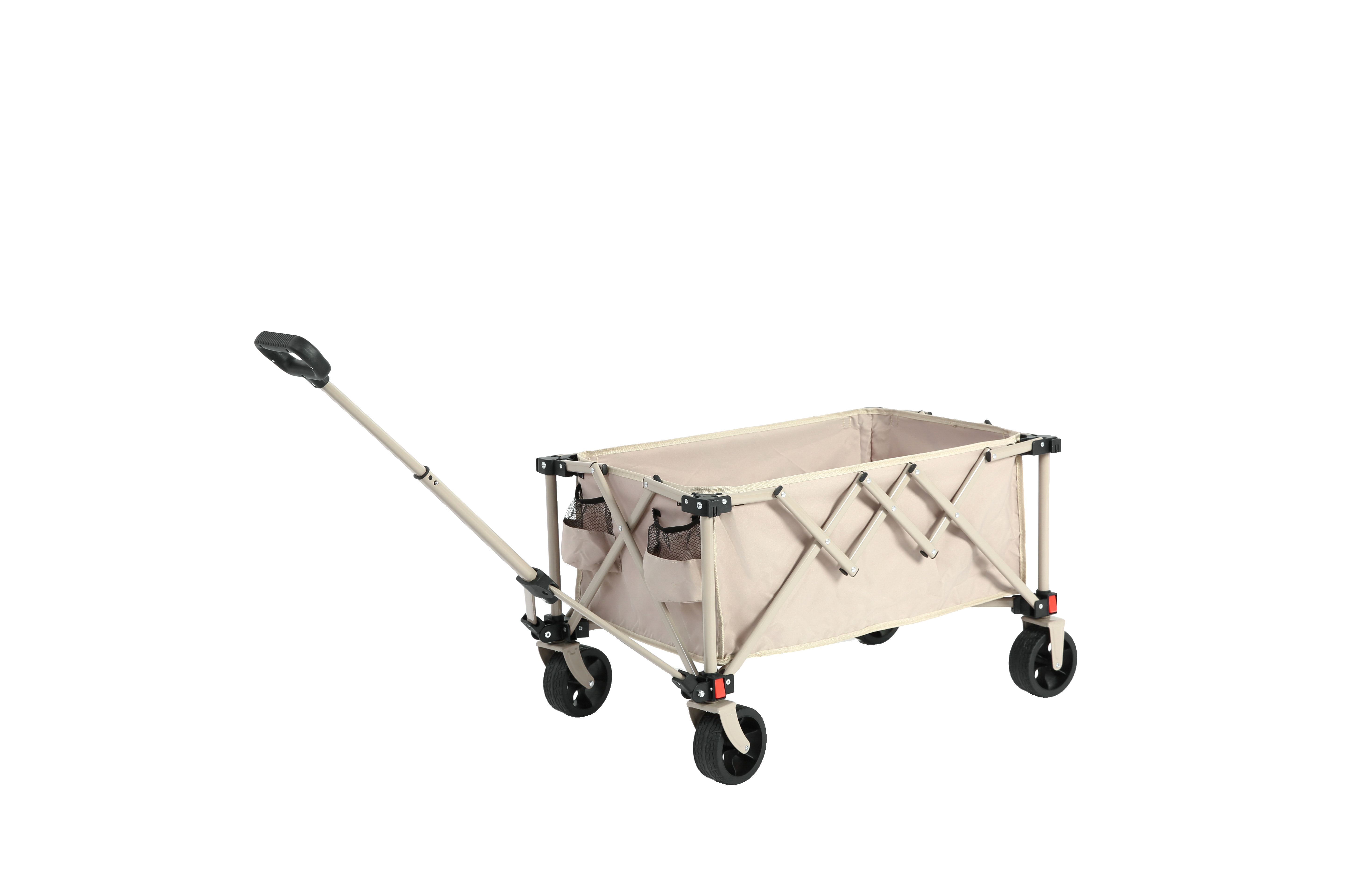 Folding Wagon Cart, All Terrain Wheels, Heavy Duty, Adjustable Handle, Beige