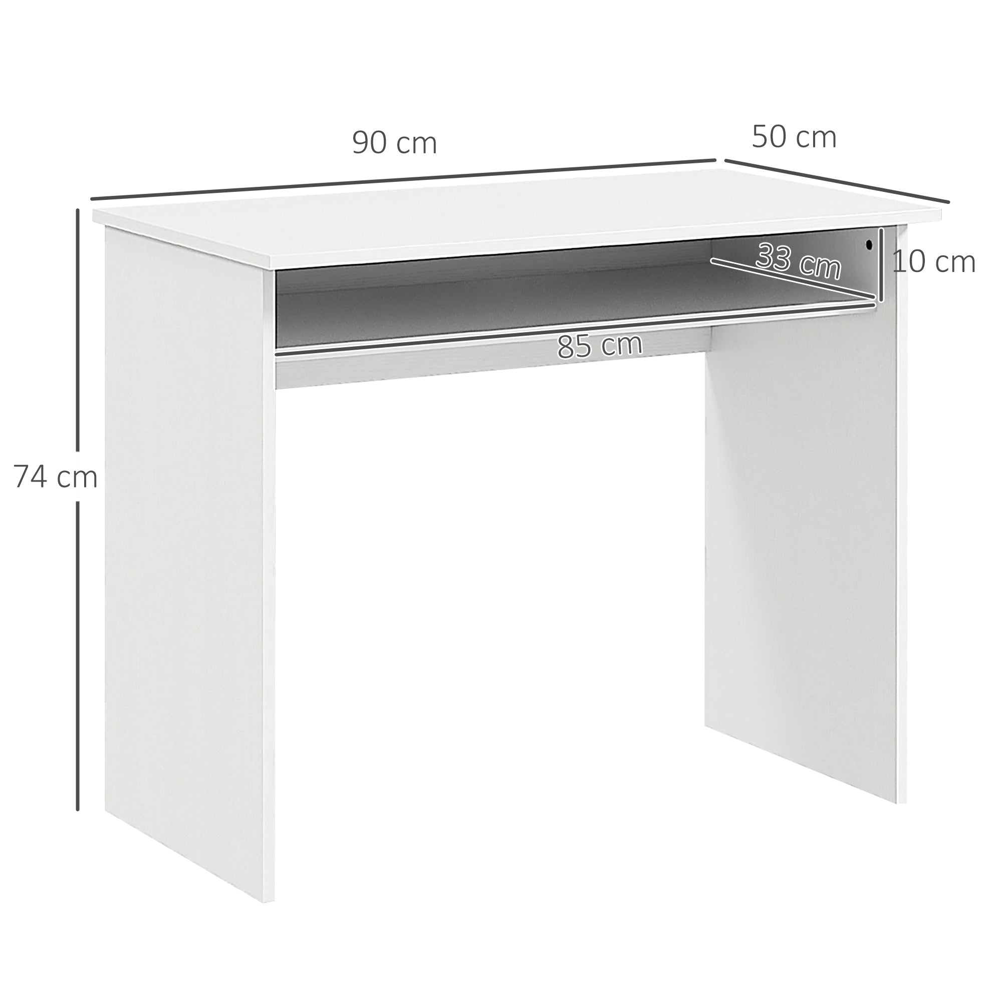 Modern Computer Desk Small Writing Desk Storage Shelf White Wood Grain
