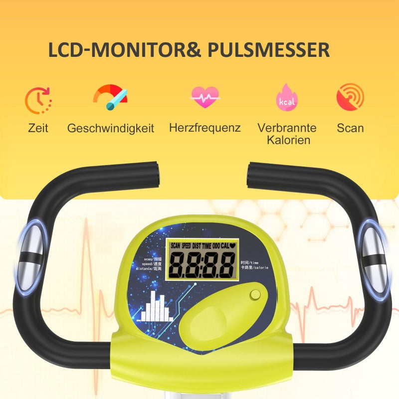 F-Bike Exercise Bike, 8-Level Magnetic Resistance, Height Adjustable, Steel, Yellow/White
