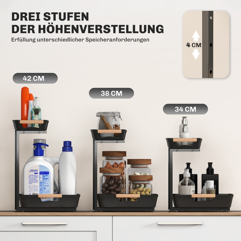 Kitchen Shelf, Height-Adjustable with 2 Baskets