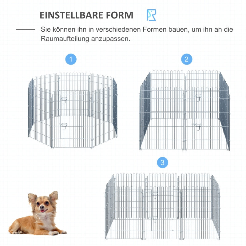 Outdoor Enclosure, 8-Part Puppy Run & Playpen Gate, Metal