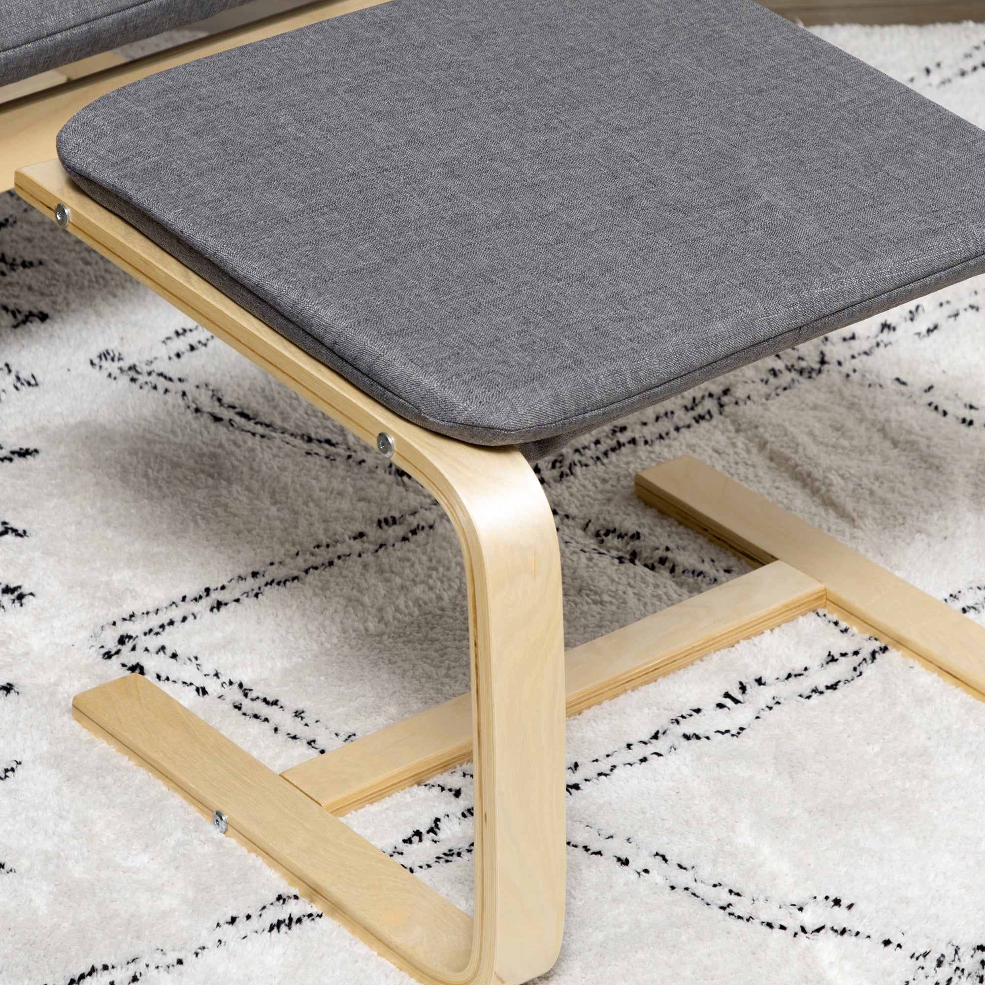 Relaxing Armchair with Footstool, Wing Chair, Grey Linen