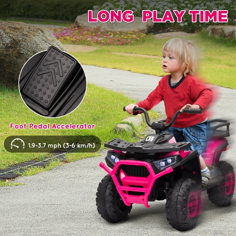 Kids Electric Ride on ATV, 12V Battery-Powered Quad Bike with Spring Suspension, Pink