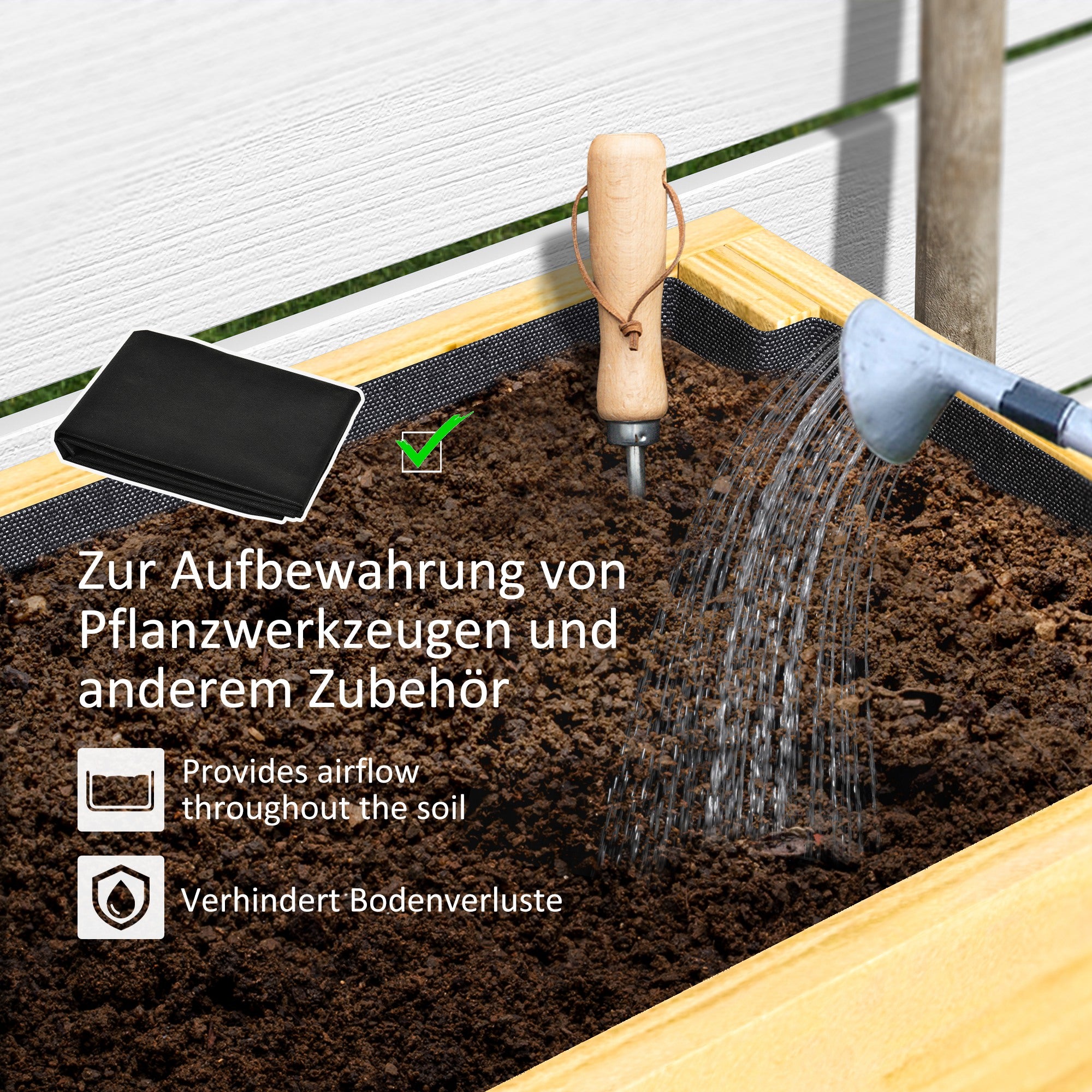 Raised Bed with Shelf, Herb & Vegetable Planter, Natural Wood