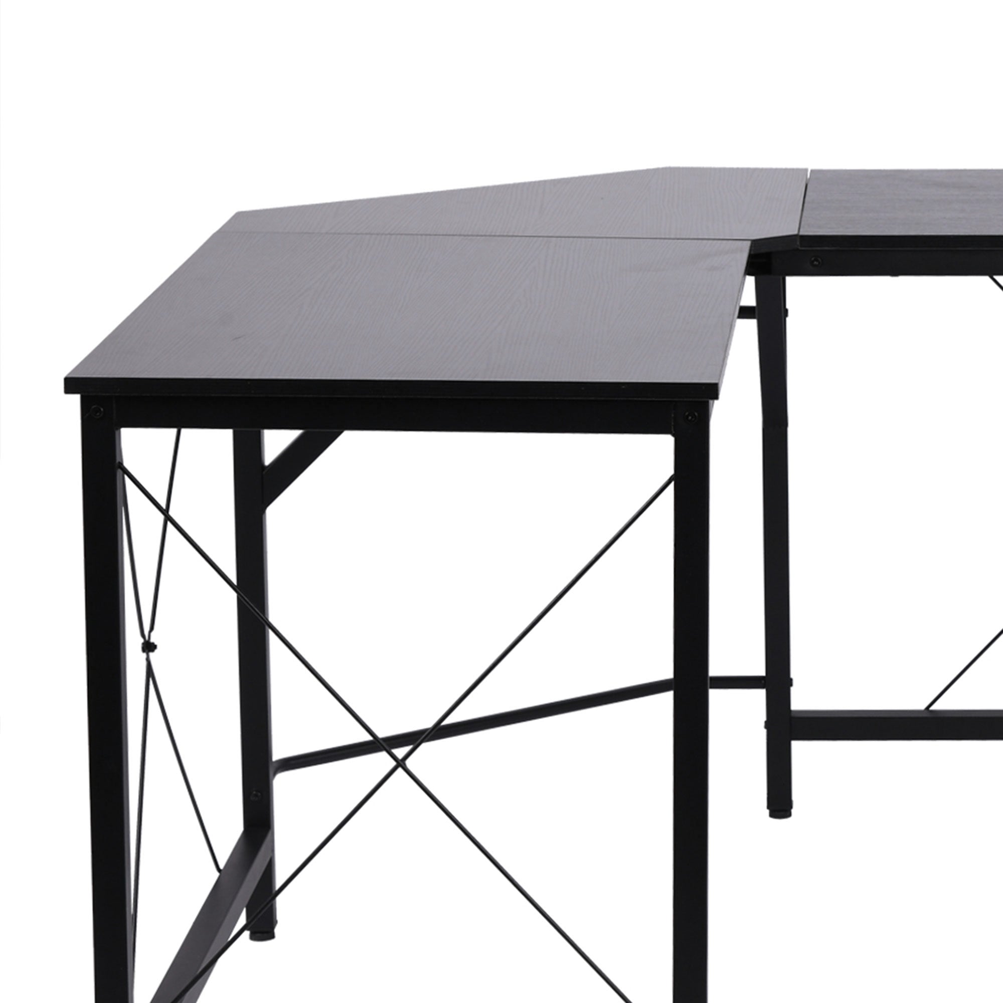 L-shaped Corner Computer Desk, 150x150x76cm Modern Office/Home Desk, Black MDF