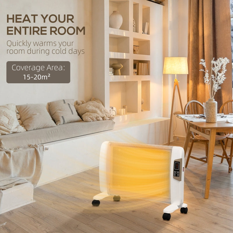 Mica Electric Space Heater, 2 Heat Settings 1000W/2000W Adjustable Temperature, White