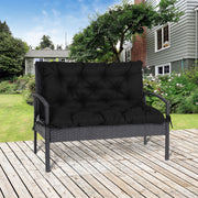 3-Seater Bench Cushion with Ties, Outdoor/Indoor, Black