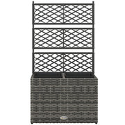 22 L Rattan Planter with Trellis Freestanding Raised Beds Two Plant Boxes Outdoor Mixed Grey