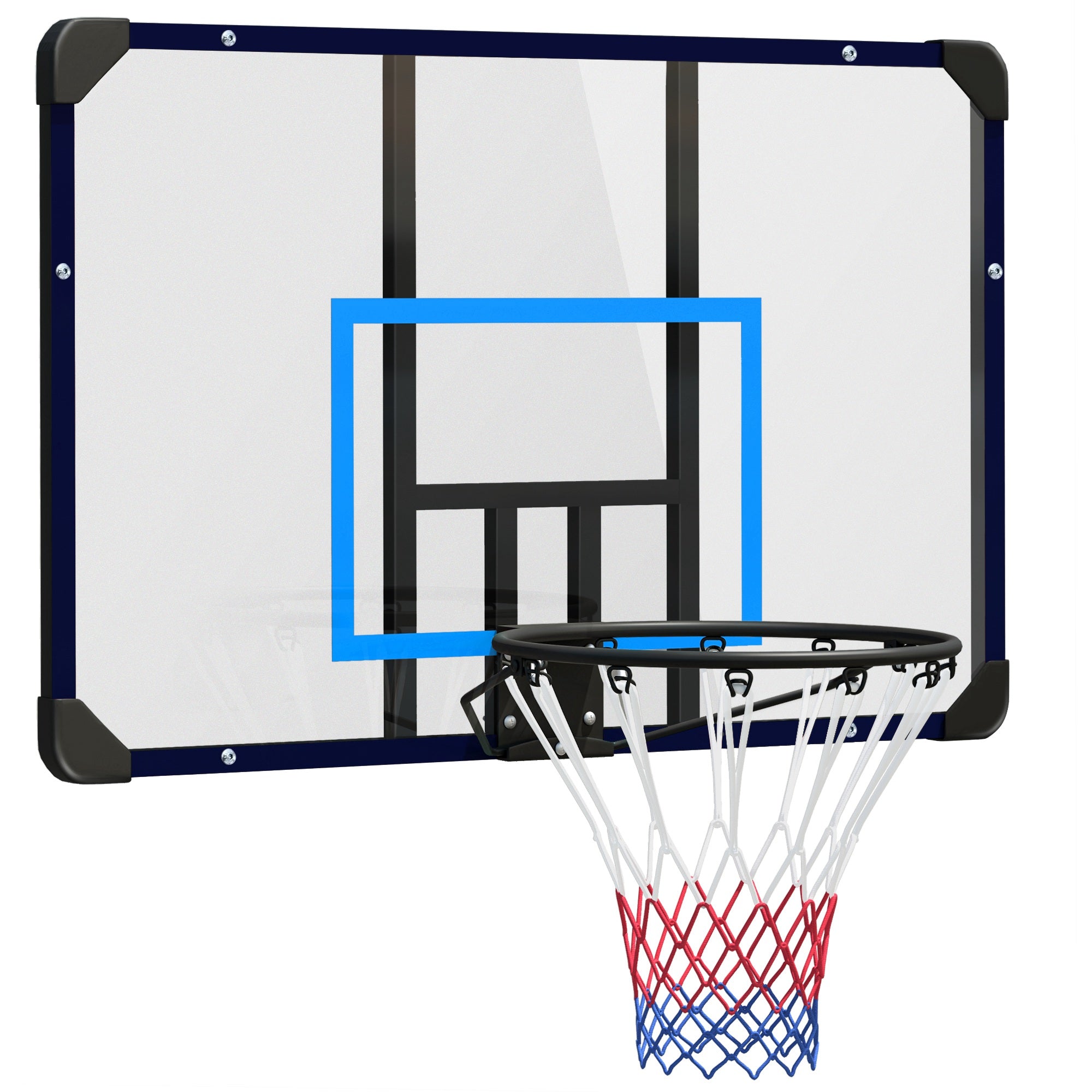 Basketball Hoop Wall Mounted Backboard with Net, Steel