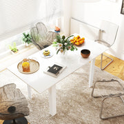 Extendable Dining Table, 120-160 x 70cm Rectangular, Seats 4-6 People, High Gloss White