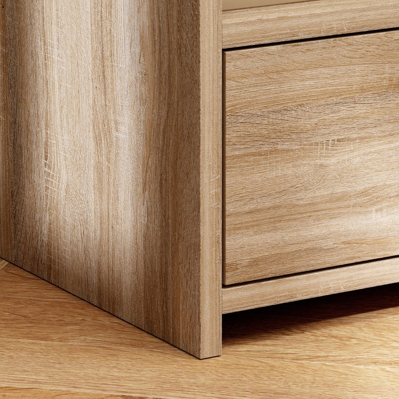 Side Table, Bedside Table with Storage, Chipboard, Natural Wood