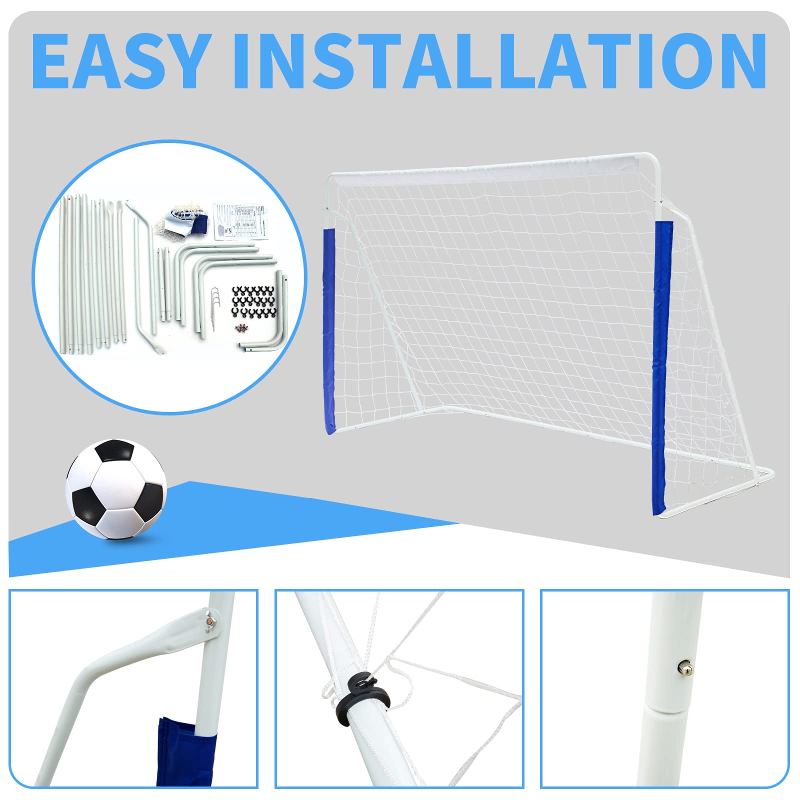 Soccer Goal Portable Net Collapsible Metal Base with Carry Bag