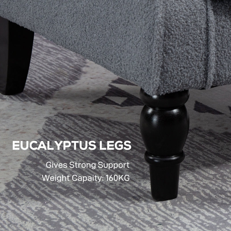 Wingback Accent Chair, Retro Upholstered Button Tufted Occasional, Grey