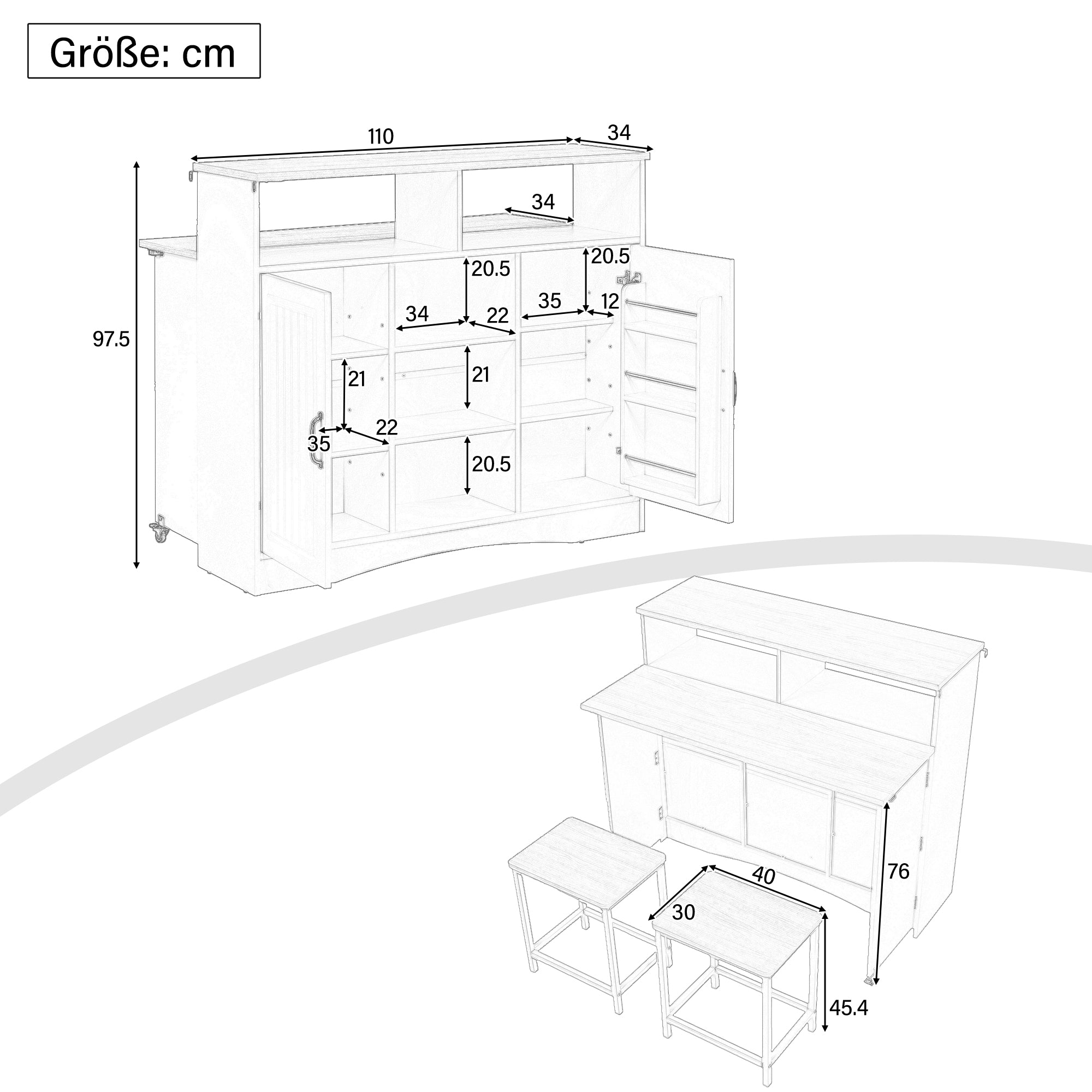Kitchen Island on Wheels Extendable Dining Area Storage with Chairs - White