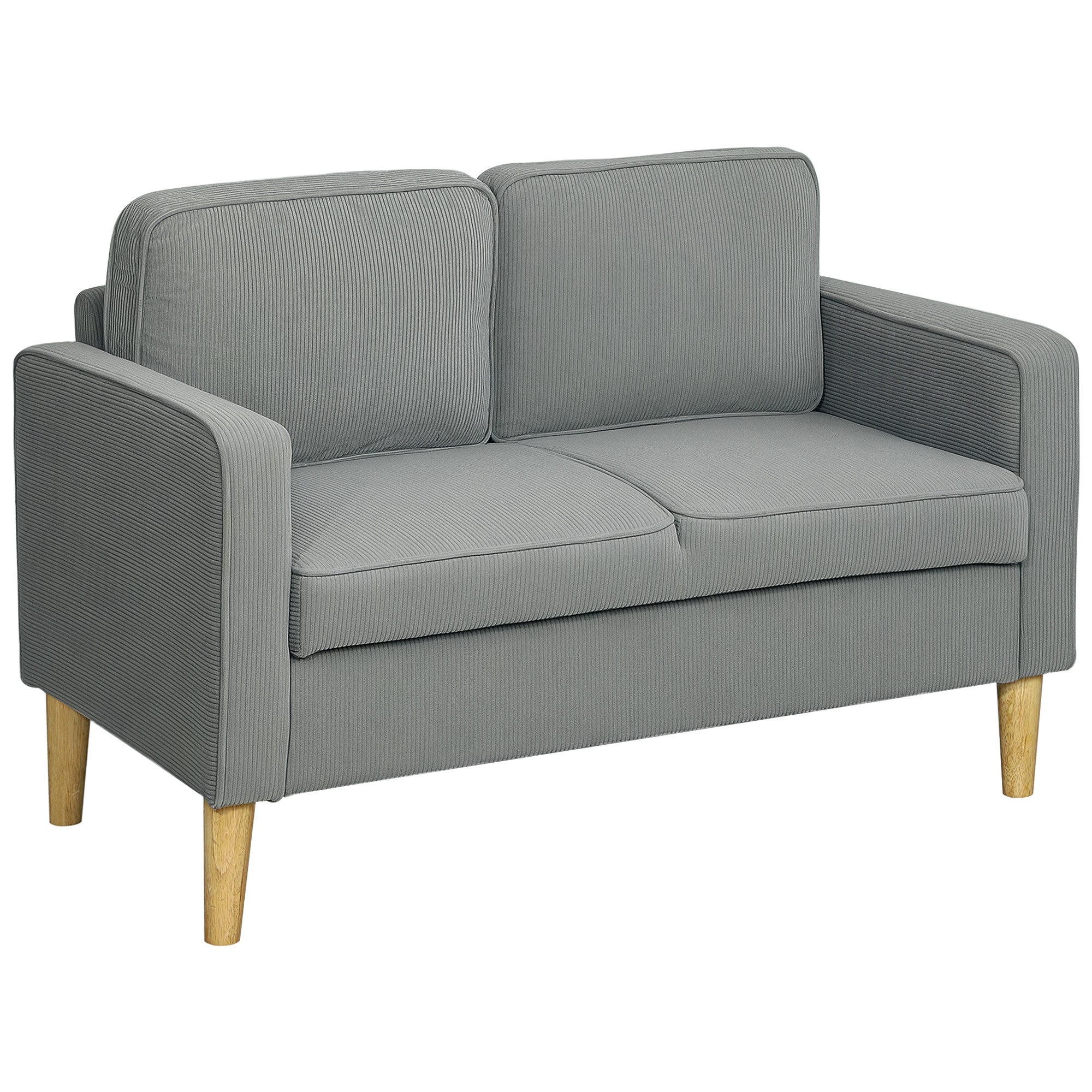 2-Seater Sofa, Small with Armrests Storage Corduroy Light Gray