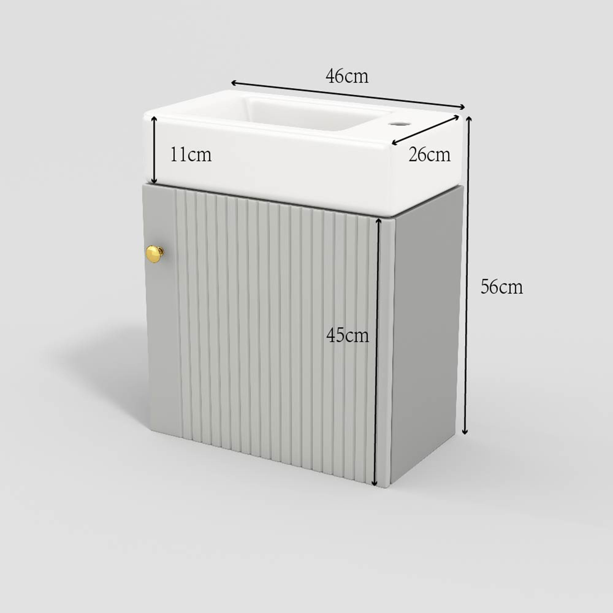 Bathroom Furniture Washbasin with 46cm Vanity Unit, Hanging, Small Guest