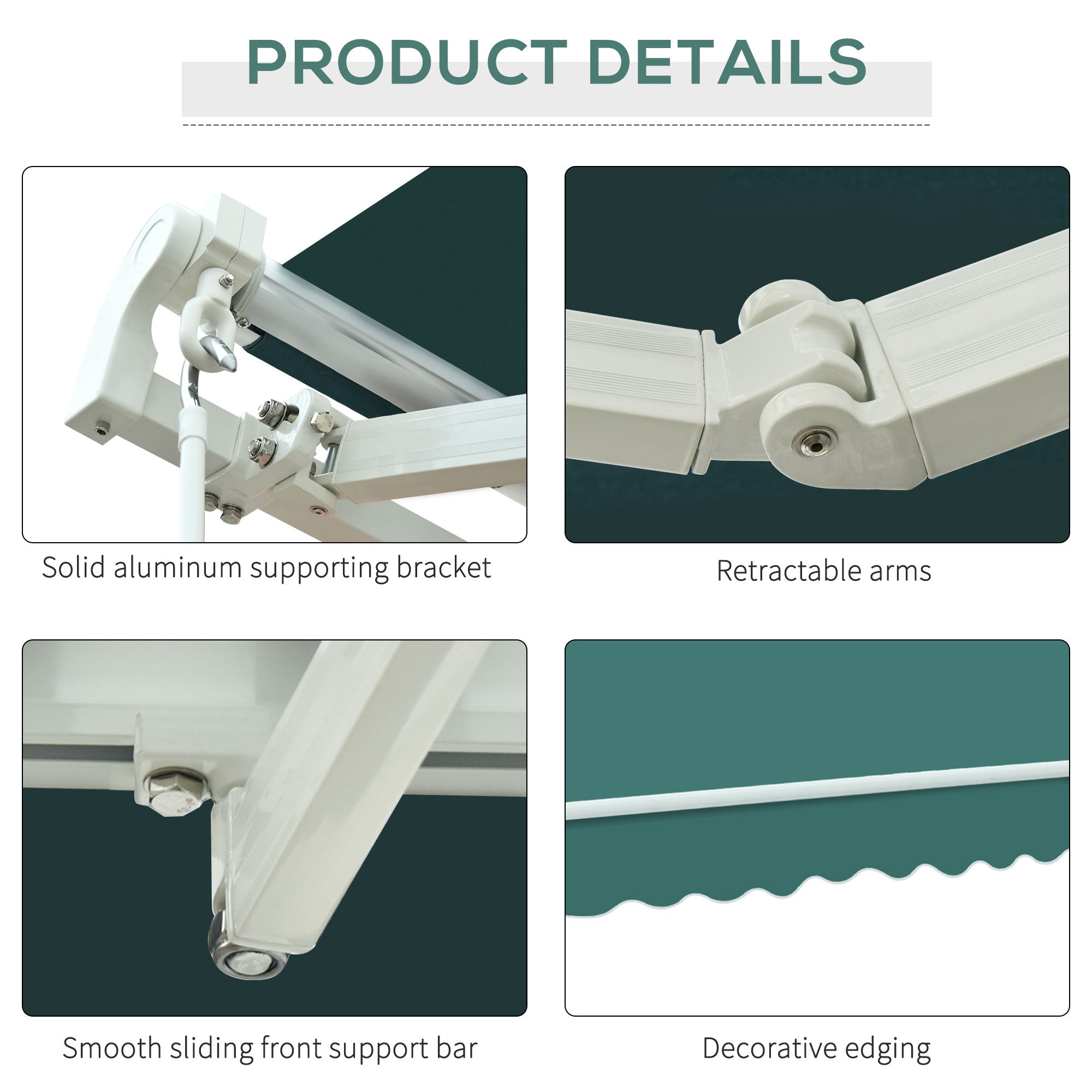 Manual Retractable Awning 3.5x2.5 m Green