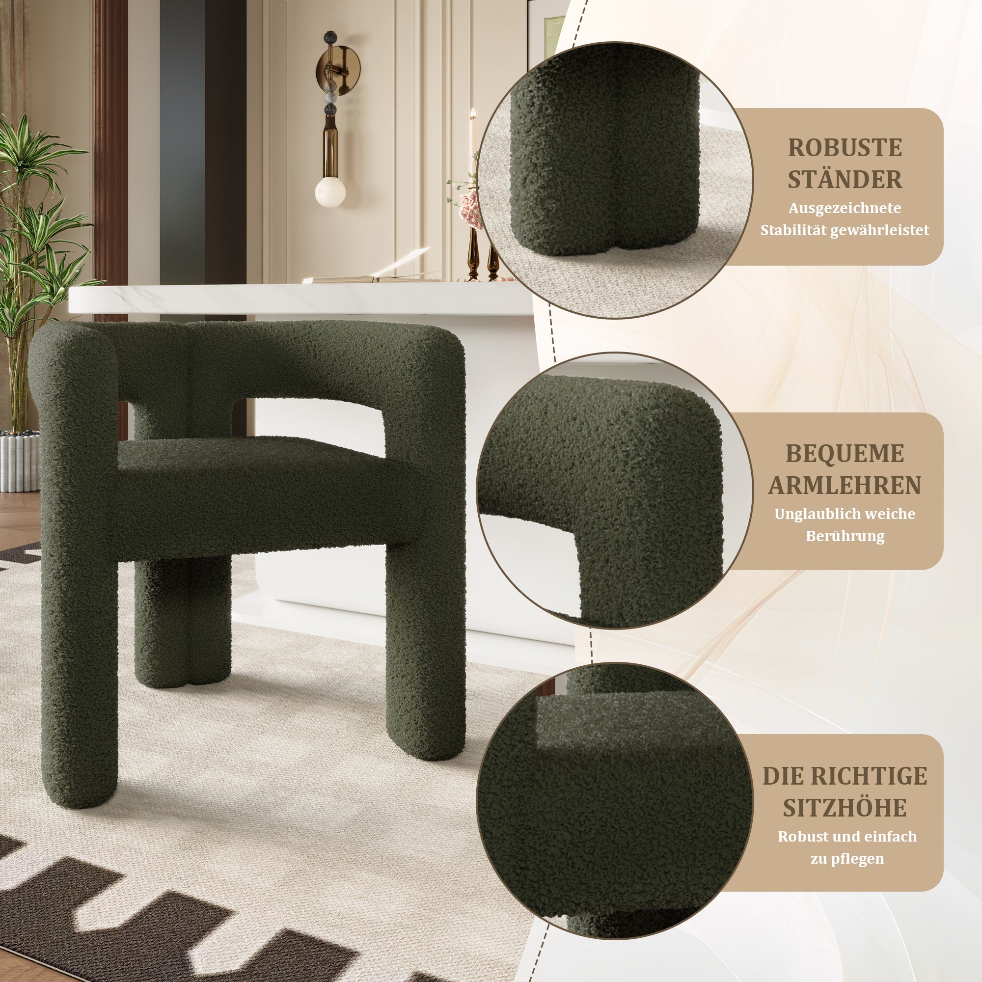 Ergonomic Armchair, Premium Teddy Pile, Modern All-rounder