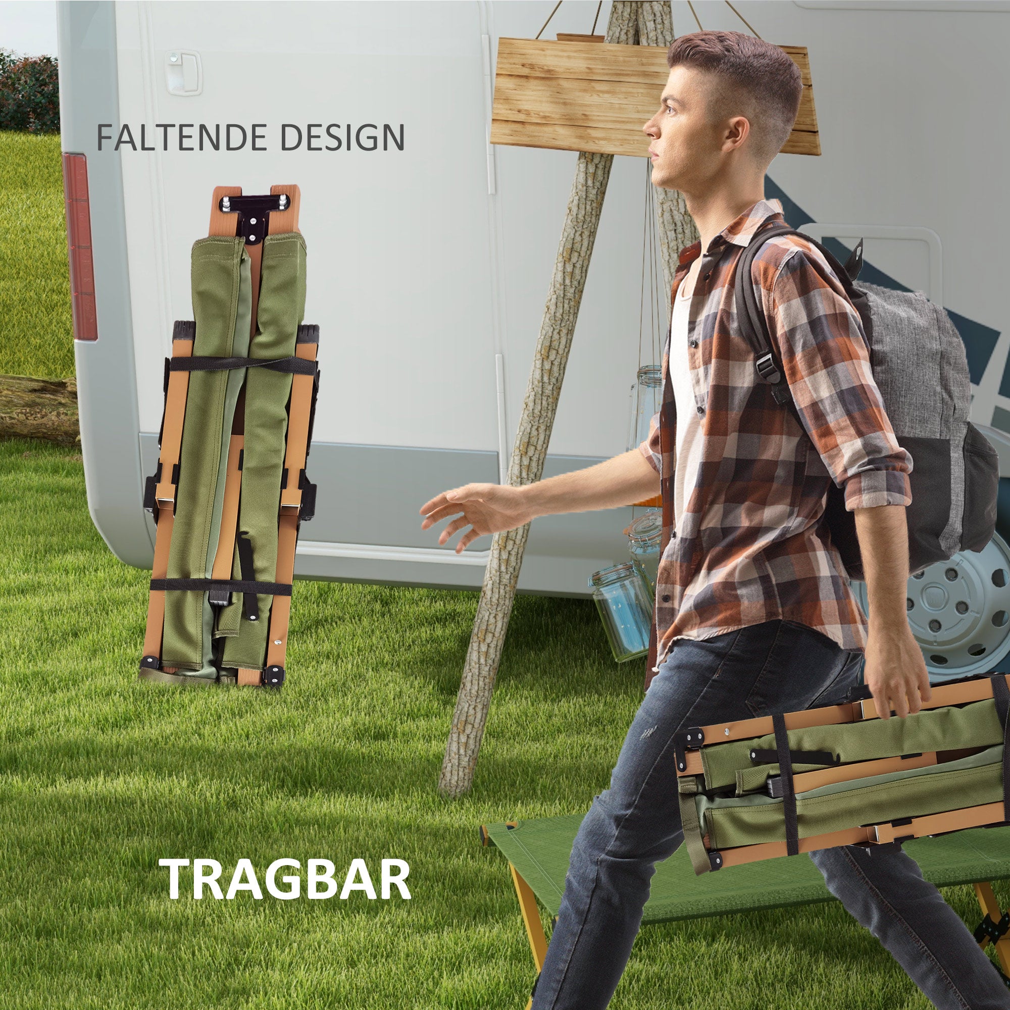 Folding Sun Lounger, Garden with Side Pocket, Oxford Dark Green