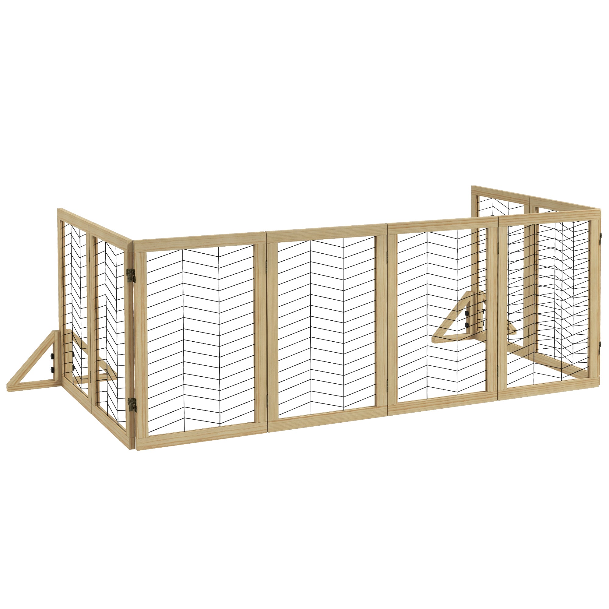 Dog Barrier Safety Gate Foldable 8 Panels Wooden