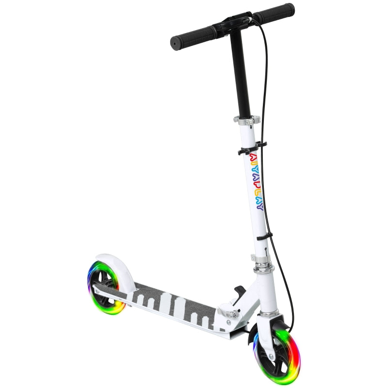Children's Scooter with Double Brakes and Metal Frame, Foldable for Ages 3-8, White