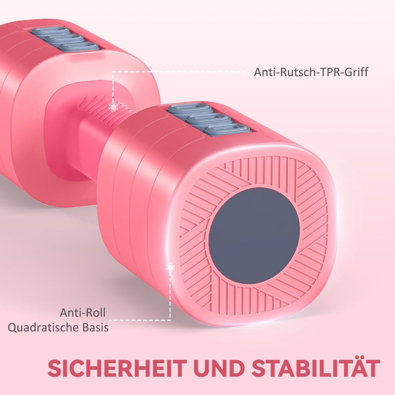 Adjustable Dumbbell Set with Square Shape and Metal Core, Red