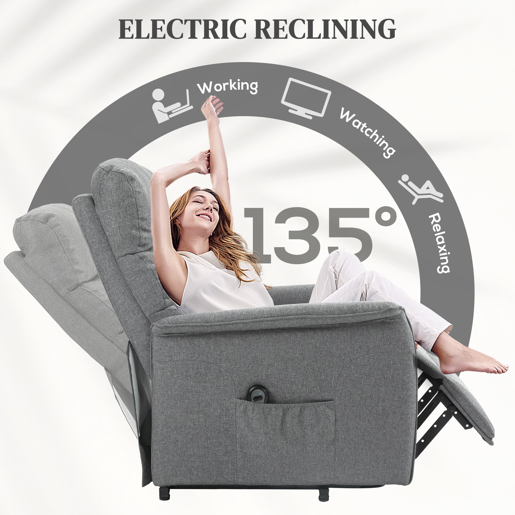 Electric Riser Recline Armchair with Footrest - Grey