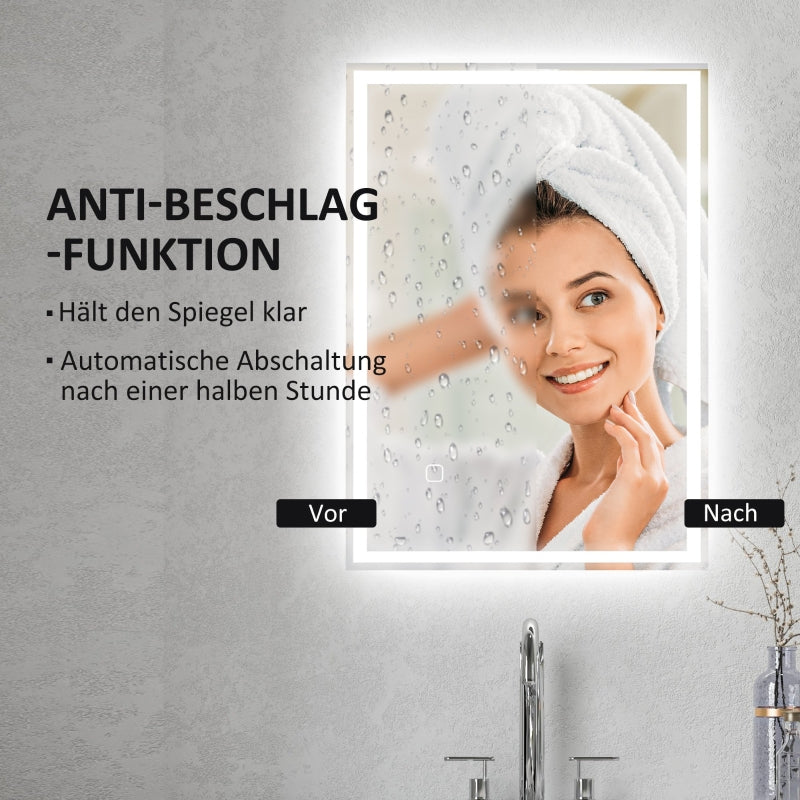 Bathroom Mirror, LED Touch Switch, White