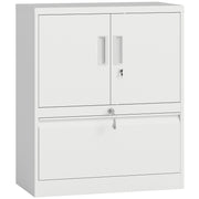 Filing Cabinet Lockable 2 Doors Adjustable Shelves Steel - White
