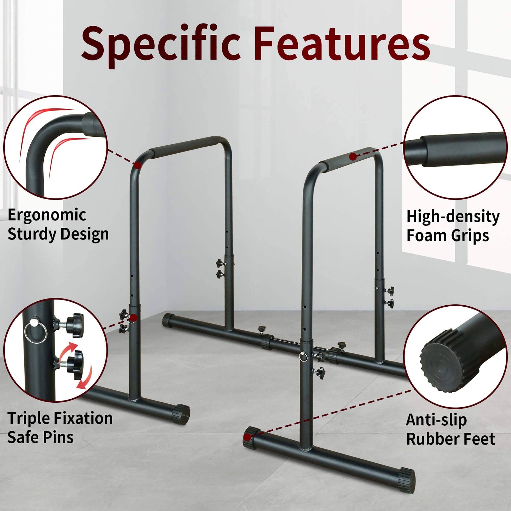 Parallel Bars, Adjustable Height, Heavy-Duty Steel