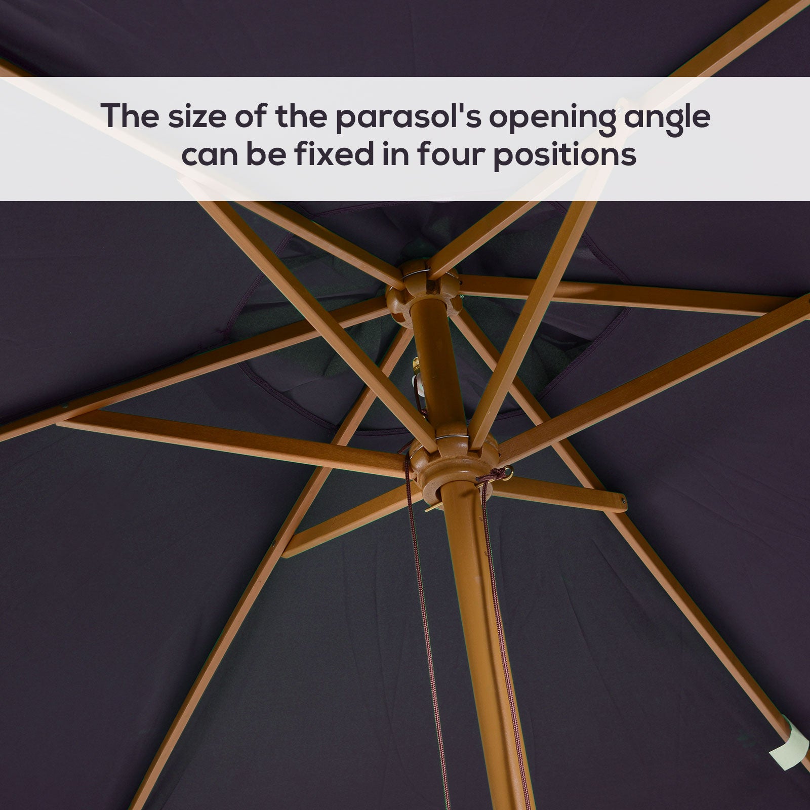 Garden Parasol Umbrella, 2 x 3m Outdoor Shade Canopy, Wooden, Black