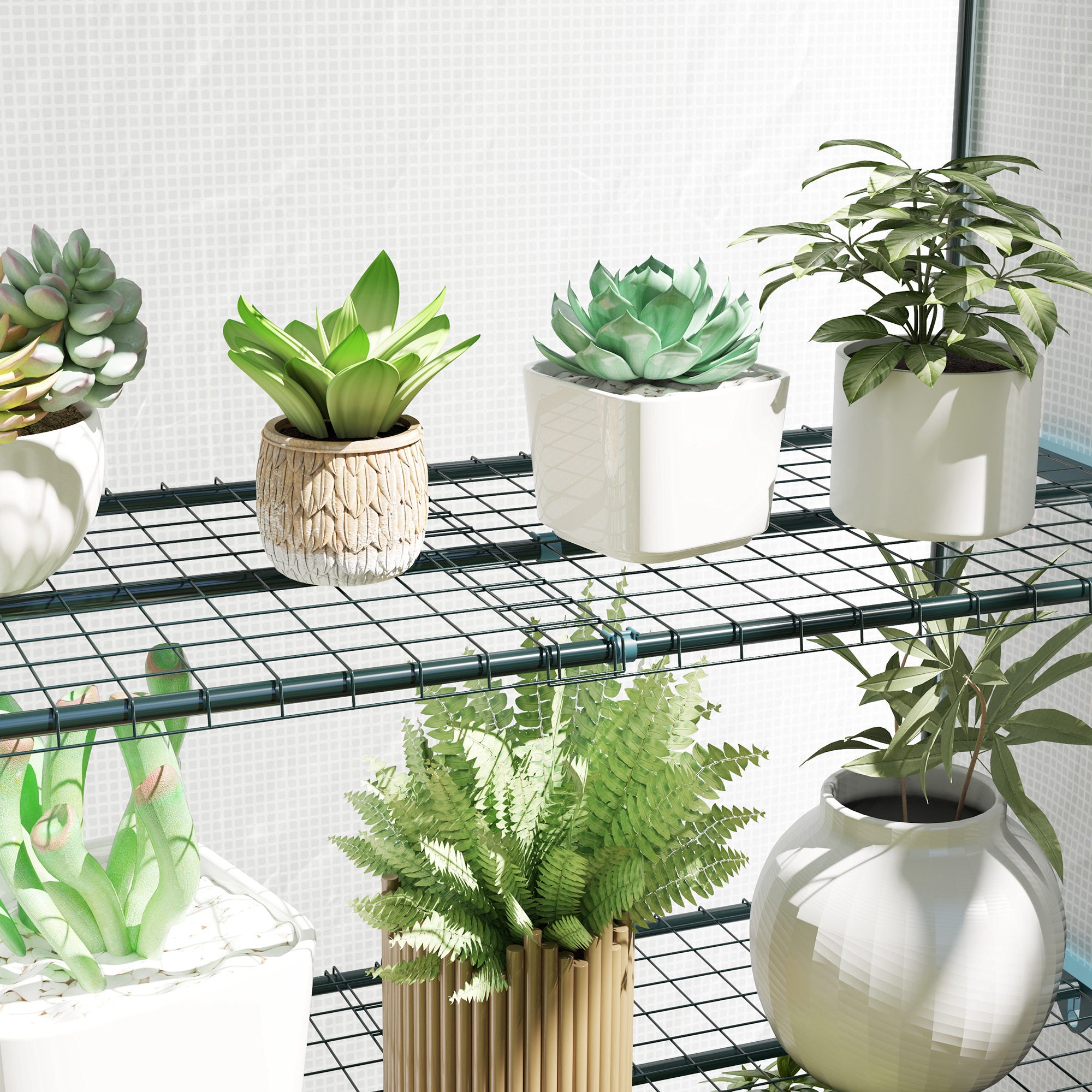 Four-Tier Mini Greenhouse - Green/White