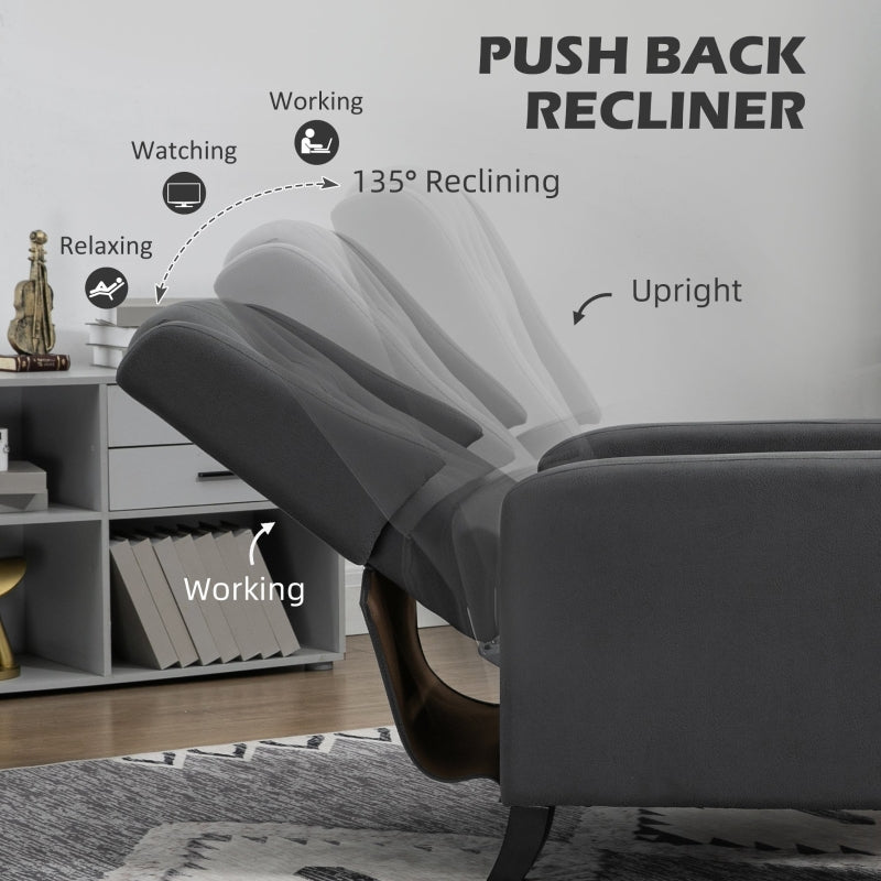 Wingback Recliner Chair, Button Tufted with Leg Rest, Deep Grey Microfibre Cloth