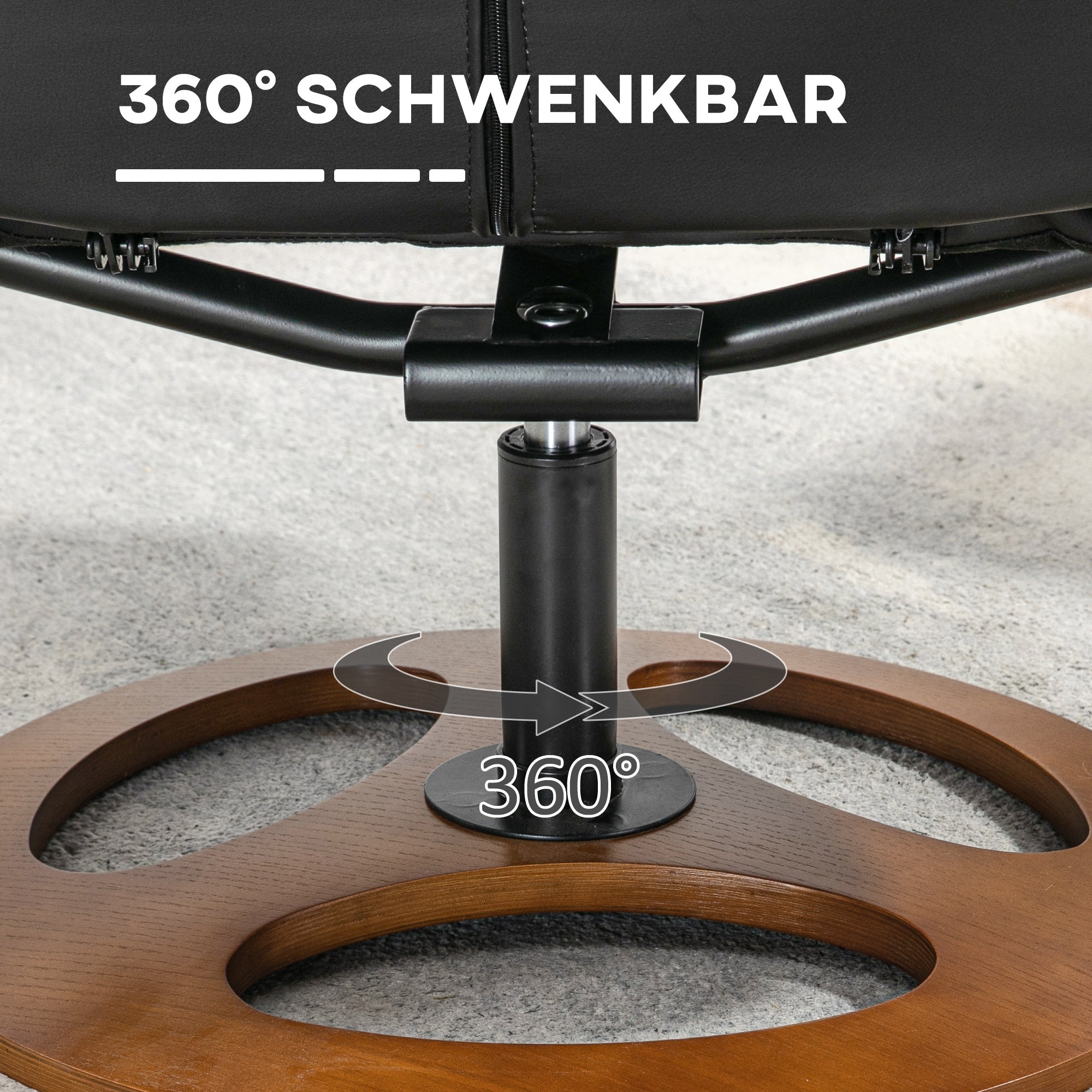 Reclining Armchair with Footstool, Electric 130° Reclining TV Function, Black Faux Leather