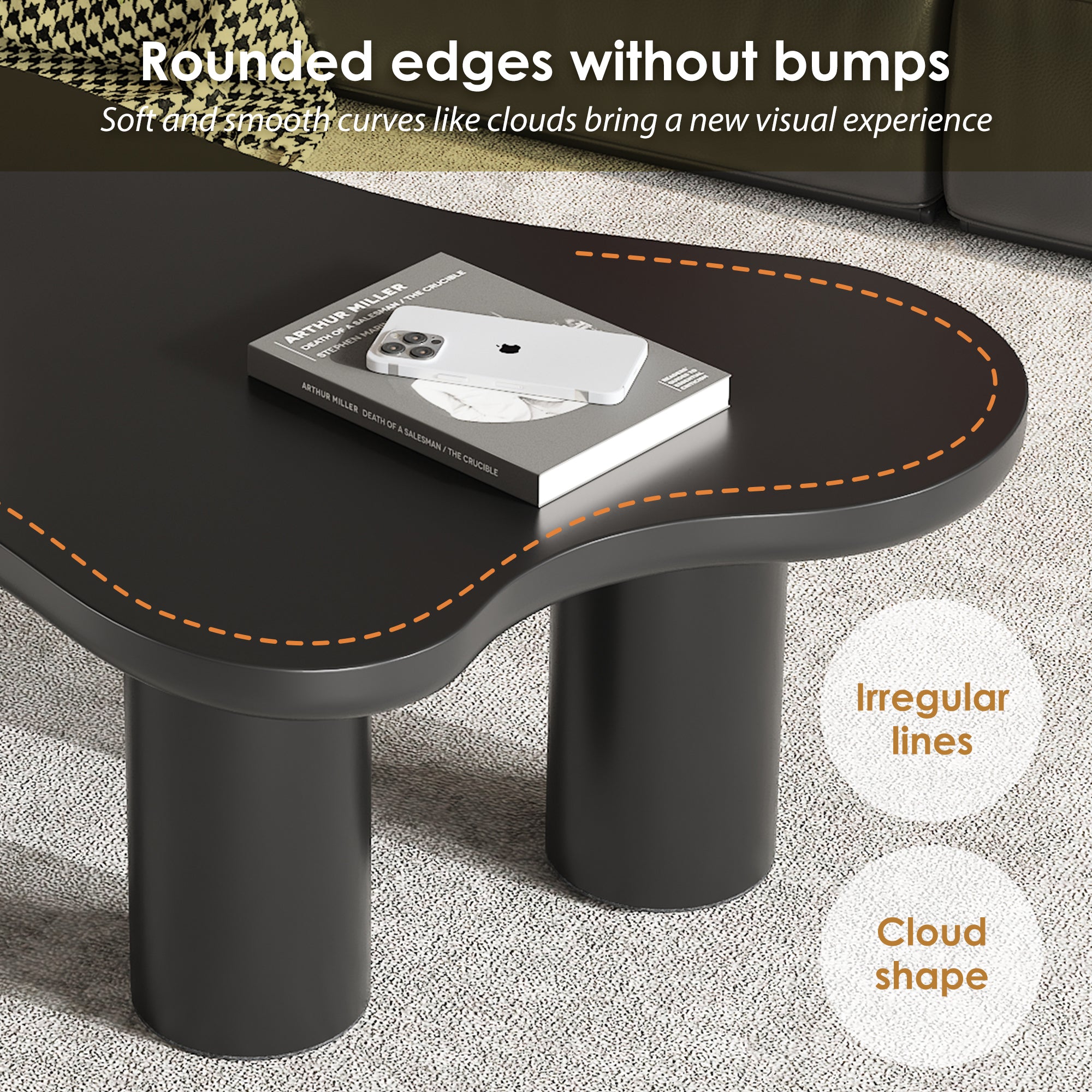 Cloud Coffee Table Irregular Shape 107x66cm MDF/PVC Legs