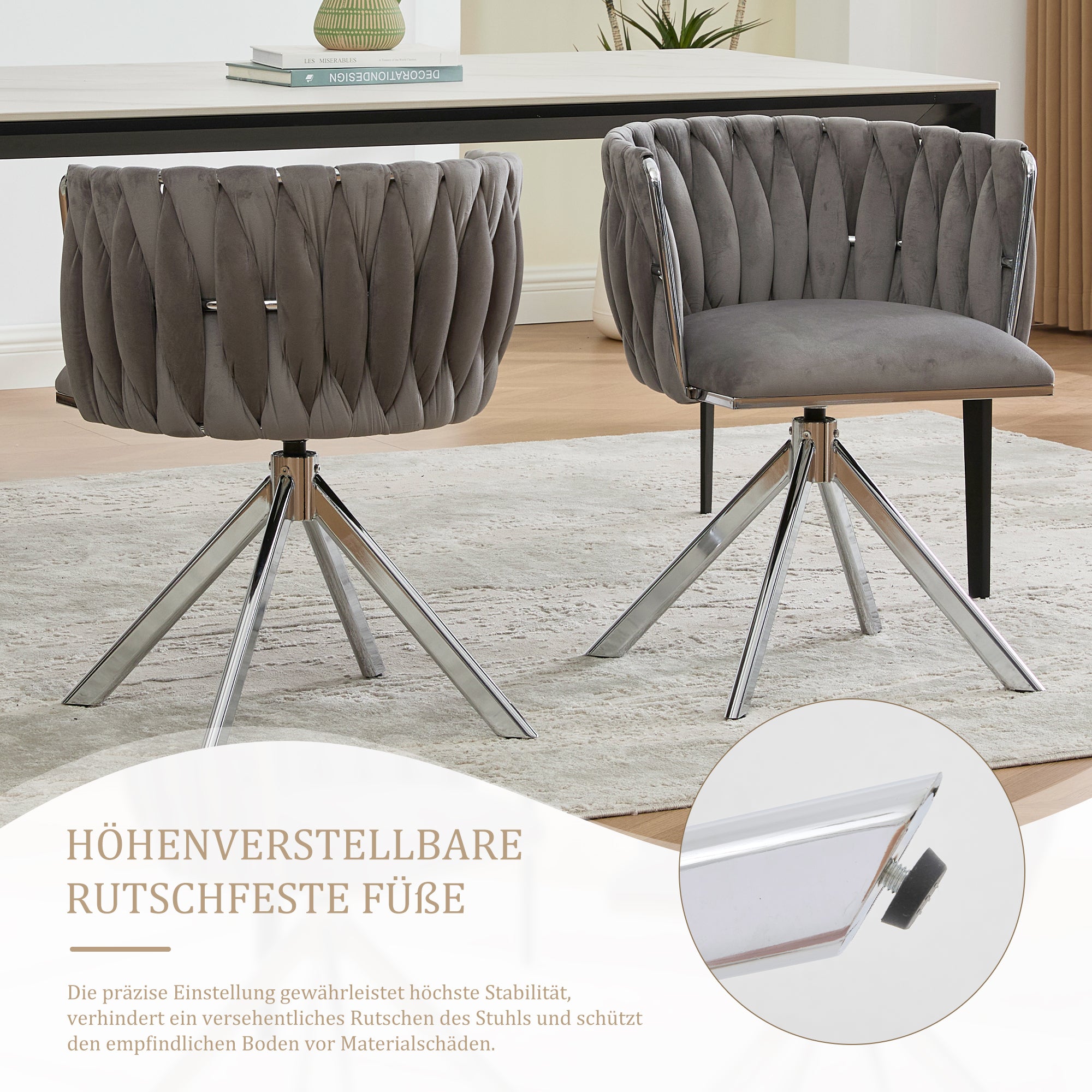 Velour Armchair, 180° Swivel, Ergonomic, Heavy-Duty Metal Frame