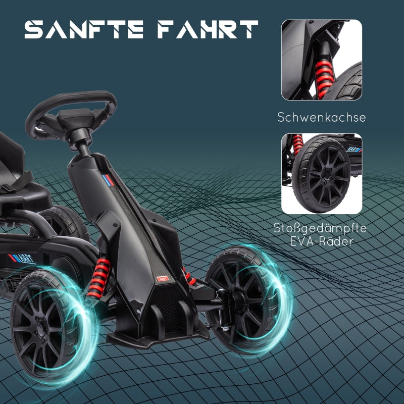 Go-Kart Children's Pedal Vehicle with Adjustable Seat and Handbrake, Black