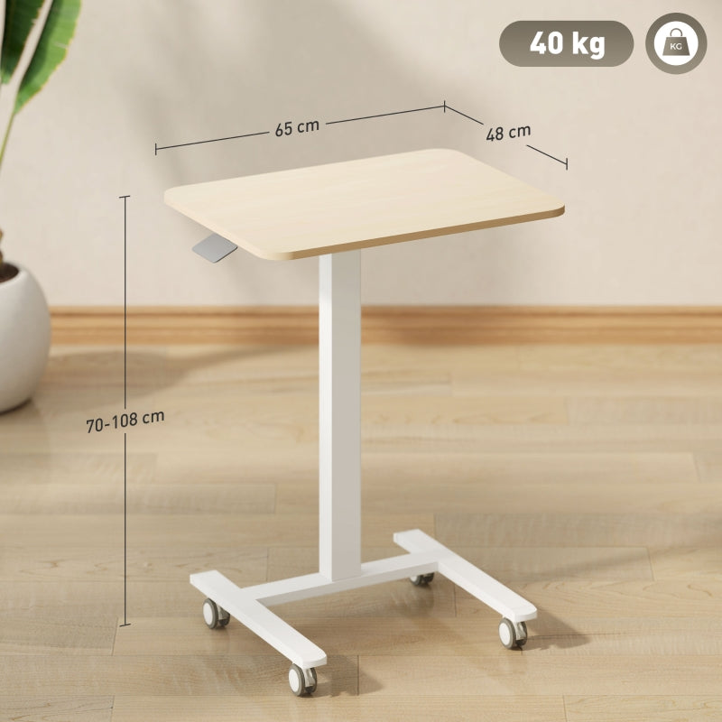 Work Desk, Height Adjustable 68-108cm, Wood-Effect/White